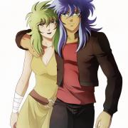 Saint Seiya, Scorpio Milo and Ophiuchus Shaina