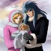 Saint Seiya Camus, Natassia and baby Hyoga