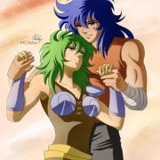 Saint Seiya, Scorpio Milo and Ophiuchus Shaina