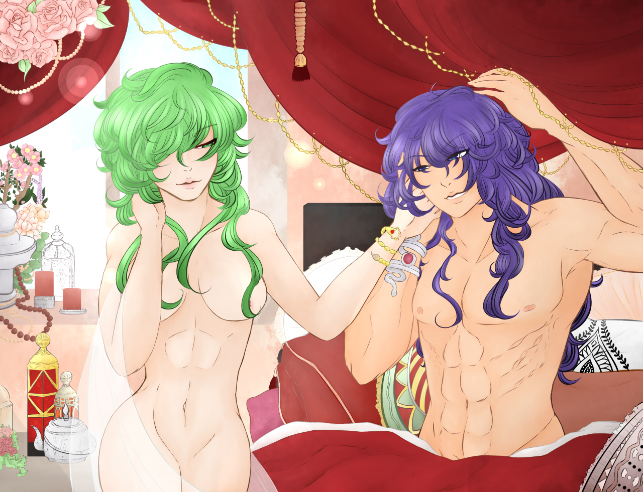 Saint Seiya, Scorpio Milo and Ophiuchus Shaina