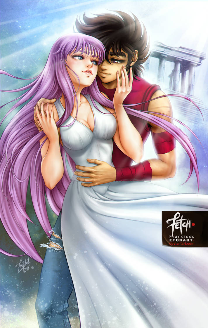 Seiya and Saori by francisco Etchart