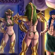 Saint Seiya, Scorpio Milo and Ophiuchus Shaina